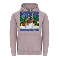 Vintage Zinc christmas town and farm tractor seamless pattern Vintage Hoodie - BundleAndBundleShop