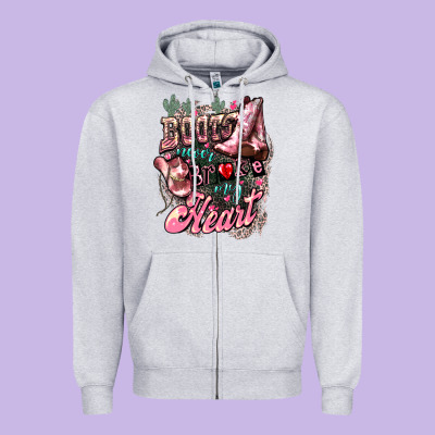Boots Never Broke My Heart Zipper Hoodie Designed By Nancycooperartshop