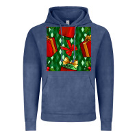 Vintage Denim christmas surprise gift box seamless pattern Vintage Hoodie - BundleAndBundleShop