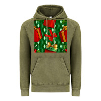 Vintage Olive christmas surprise gift box seamless pattern Vintage Hoodie - BundleAndBundleShop