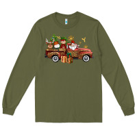 Army Green Christmas Truck Elf Santa snowman reindeer Long Sleeve Tee - NancyCooperArtShop