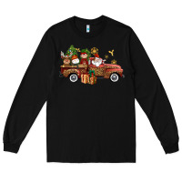 Black Christmas Truck Elf Santa snowman reindeer Long Sleeve Tee - NancyCooperArtShop