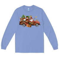 Colony Blue Christmas Truck Elf Santa snowman reindeer Long Sleeve Tee - NancyCooperArtShop