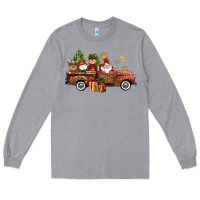 Heather Grey Christmas Truck Elf Santa snowman reindeer Long Sleeve Tee - NancyCooperArtShop