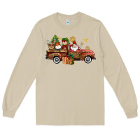 Mushroom Christmas Truck Elf Santa snowman reindeer Long Sleeve Tee - NancyCooperArtShop