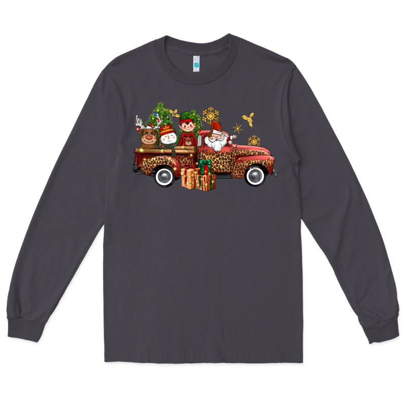 Christmas Truck Elf Santa Snowman Reindeer Long Sleeve Tee by NancyCooperArtShop | Teevron