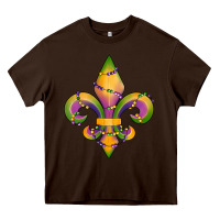 Chocolate Brown mardi gras fleur de lis Heavy Core Tee - RanaPortraitStore