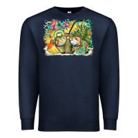 Navy coconut with fruits  background Premium Sweatshirt - BarkalooDesign
