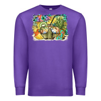 Purple coconut with fruits  background Premium Sweatshirt - BarkalooDesign