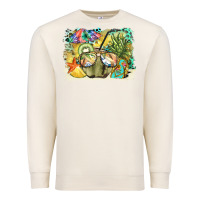 Sandshell coconut with fruits  background Premium Sweatshirt - BarkalooDesign