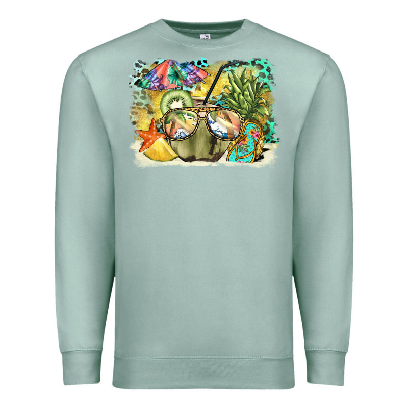 Coconut With Fruits  Background Premium Sweatshirt by BarkalooDesign | Teevron