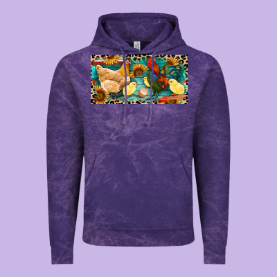 Chicken Rooster And Chicks With Leopard Vintage Hoodie Designed By Ranaportraitstore
