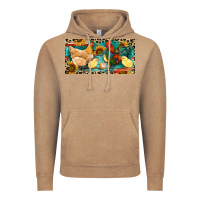 Vintage Coffee Chicken rooster and chicks with leopard Vintage Hoodie - RanaPortraitStore