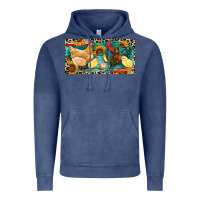 Vintage Denim Chicken rooster and chicks with leopard Vintage Hoodie - RanaPortraitStore