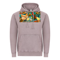 Vintage Zinc Chicken rooster and chicks with leopard Vintage Hoodie - RanaPortraitStore