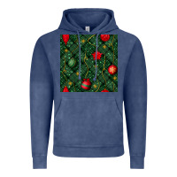 Vintage Denim christmas ornaments seamless  pattern Vintage Hoodie - BundleAndBundleShop