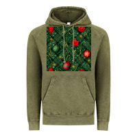 Vintage Olive christmas ornaments seamless  pattern Vintage Hoodie - BundleAndBundleShop