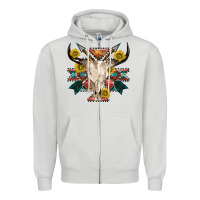 Aztec Western Bull Skull Zipper Hoodie | Teevron
