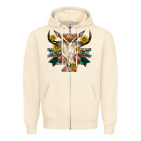 Sandshell aztec western bull skull Zipper Hoodie - NancyCooperArtShop