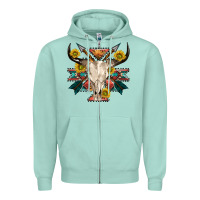Seafoam aztec western bull skull Zipper Hoodie - NancyCooperArtShop