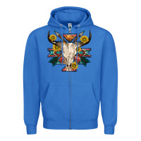 True Royal aztec western bull skull Zipper Hoodie - NancyCooperArtShop