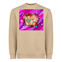 Mushroom valentines day playing cards and pearl watercolor Heavyweight Sweatshirt - AdoDesignShop