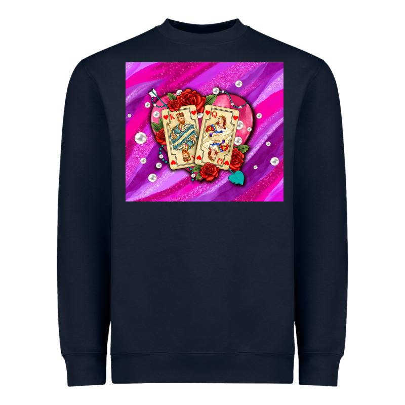Valentines Day Playing Cards And Pearl Watercolor Heavyweight Sweatshirt by AdoDesignShop | Teevron