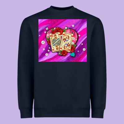 Valentines Day Playing Cards And Pearl Watercolor Heavyweight Sweatshirt Designed By Adodesignshop