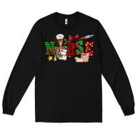 Black Christmas Nurse Long Sleeve Tee - NancyCooperArtShop