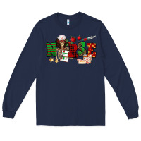 Navy Christmas Nurse Long Sleeve Tee - NancyCooperArtShop