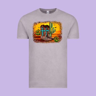 Cross Sunset Backgraund Vintage Tee Designed By Jahusdesignshop