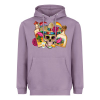Lavender mexican skull sombrero tequila bottle paper roses Heavyweight Hoodie - Artiststas