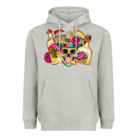 Moon Dust mexican skull sombrero tequila bottle paper roses Heavyweight Hoodie - Artiststas