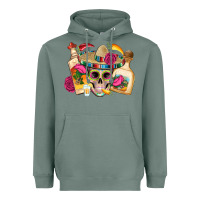 Sage mexican skull sombrero tequila bottle paper roses Heavyweight Hoodie - Artiststas