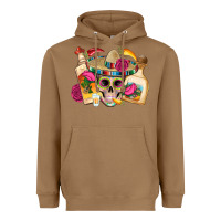Toasted Coconut mexican skull sombrero tequila bottle paper roses Heavyweight Hoodie - Artiststas