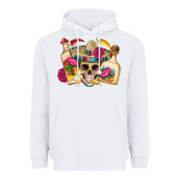 White mexican skull sombrero tequila bottle paper roses Heavyweight Hoodie - Artiststas