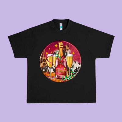 Christmas Champagne Bottle And Champagne's Urban Heavy Tee Designed By Adodesignshop