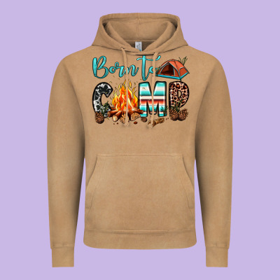 Born To Camp Vintage Hoodie Designed By Jahusdesignshop
