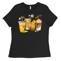 Black coffee cups bumble bee Ladies Tee - texasbilliewilder