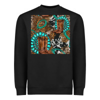 Black cowboy boot and gemstone Heavyweight Sweatshirt - BundleAndBundleShop