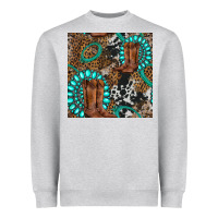 Heather Grey cowboy boot and gemstone Heavyweight Sweatshirt - BundleAndBundleShop