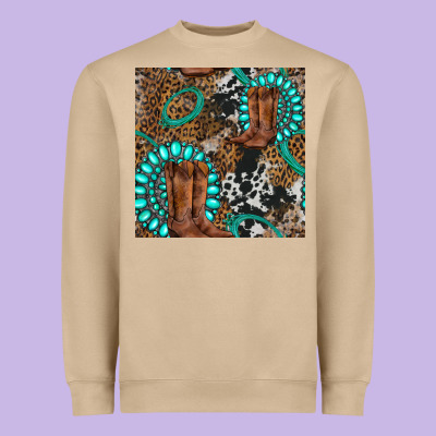 Cowboy Boot And Gemstone Heavyweight Sweatshirt Designed By Bundleandbundleshop