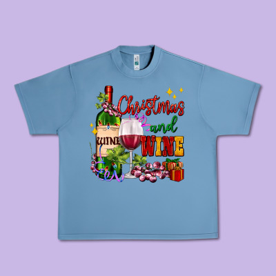 Christmas And Wine Urban Heavy Tee Designed By Adodesignshop
