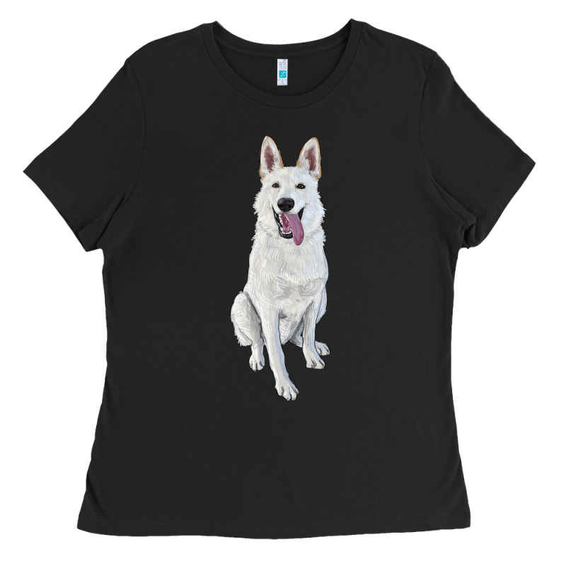 Hand Drawing White Shepherd Ladies Tee by RanaPortraitStore | Teevron