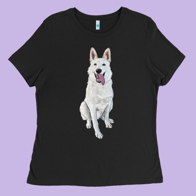 Ladies Tee Hand Drawing White Shepherd