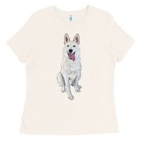 Bone Hand Drawing White Shepherd Ladies Tee - RanaPortraitStore