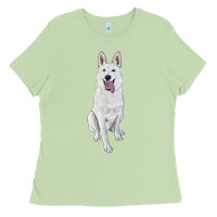 Matcha Hand Drawing White Shepherd Ladies Tee - RanaPortraitStore