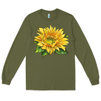 Army Green starburst greenburst sunflower Long Sleeve Tee - LillyAllenDesigns