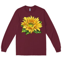 Burgundy starburst greenburst sunflower Long Sleeve Tee - LillyAllenDesigns