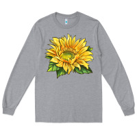 Heather Grey starburst greenburst sunflower Long Sleeve Tee - LillyAllenDesigns